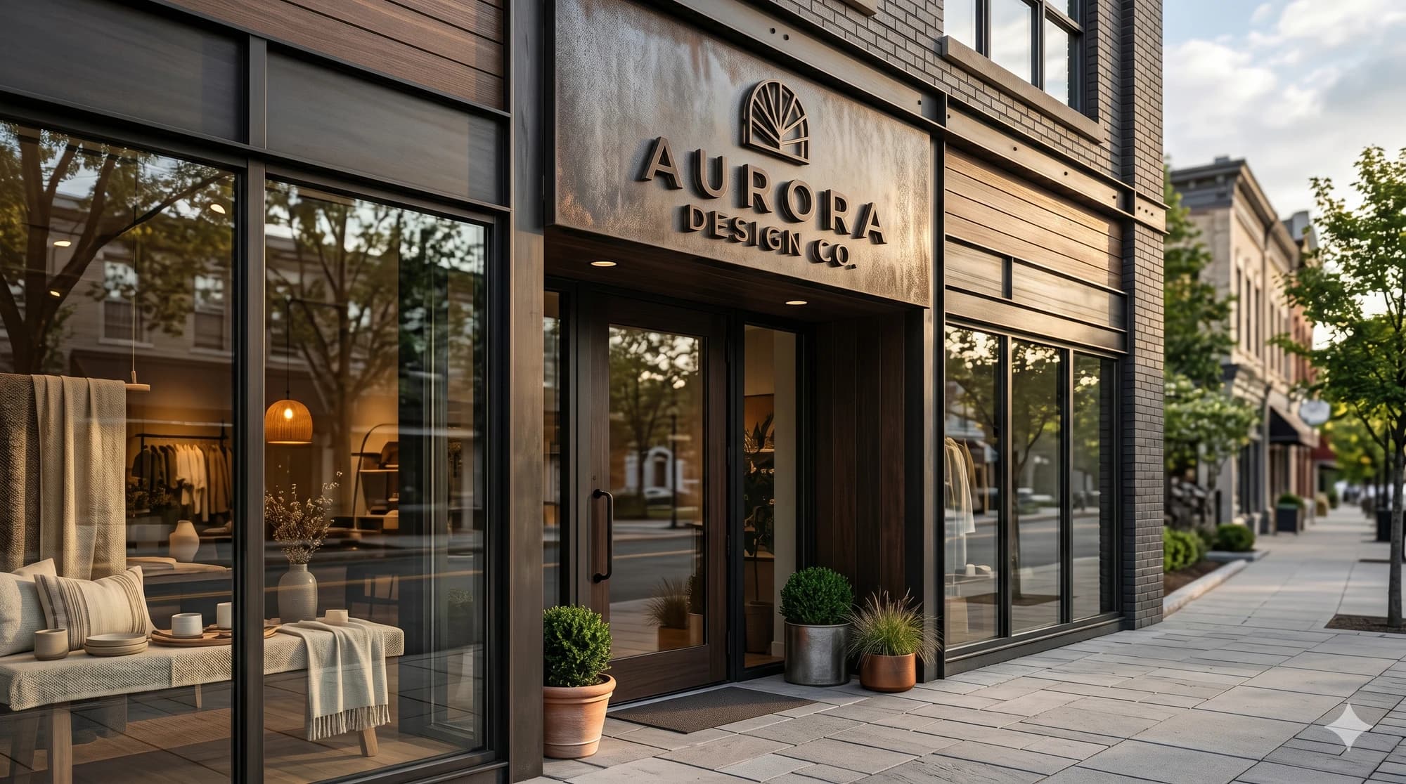 Custom metal storefront business sign mounted above a retail entry.